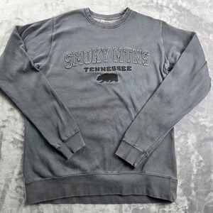 US Vintage Smoky Mtns Tennessee Sweatshirt Mens L Gray Bear Graphic Pullover
